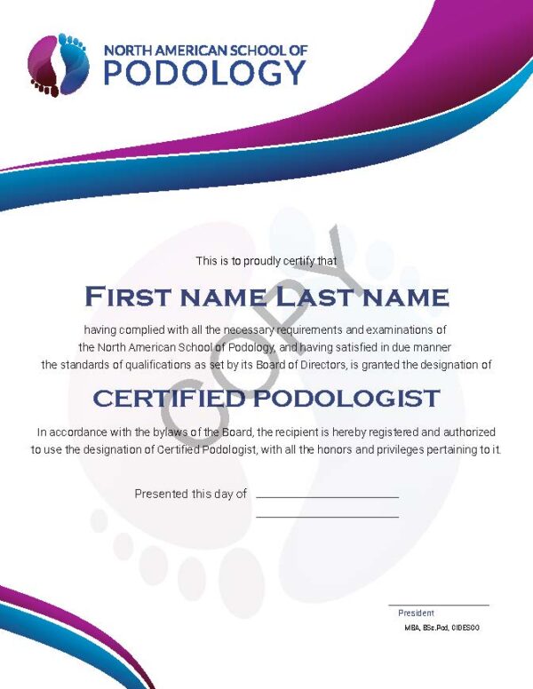 Podology Certificate